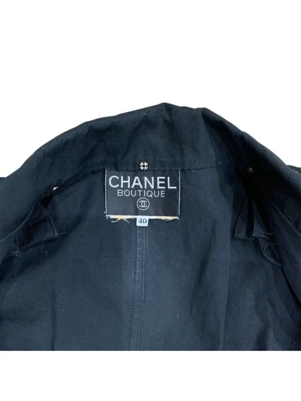 Chanel CC Logo Gold Button Vintage Dress 40 Black